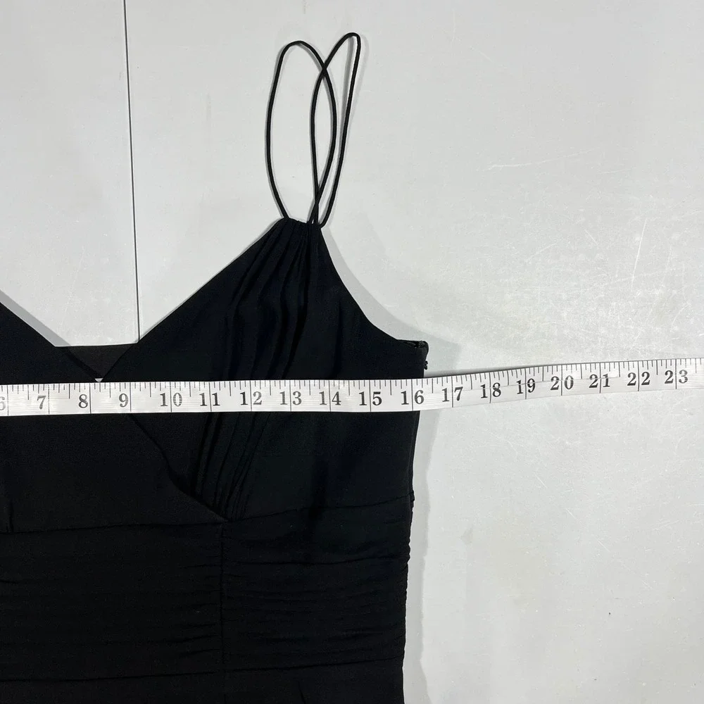 Ann Taylor 90s Minimalist Fairy Grunge Old‎ Money 100% Silk Black Midi Dress 8